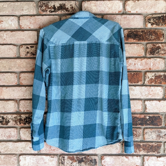 💙 Zoo York Blue Teal Checkered Plaid Shirt Size Small - Picture 4 of 8